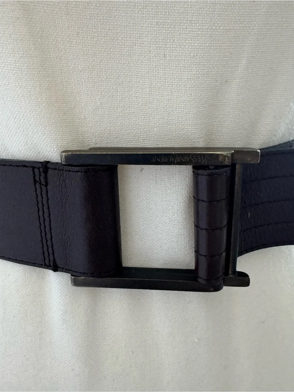 Yves Saint Laurent Black leather  - Belt with Square Buckle